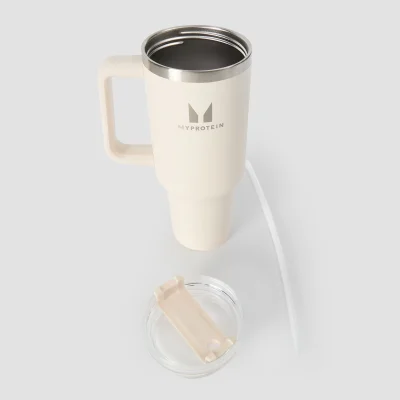 Myprotein metalna boca sa bočnom ručkom i slamkom 1200ml - Natural Cream Slika 6