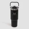 Myprotein reciklirana metalna boca sa gornjom ručkom i slamčicom 900ml - Crna
