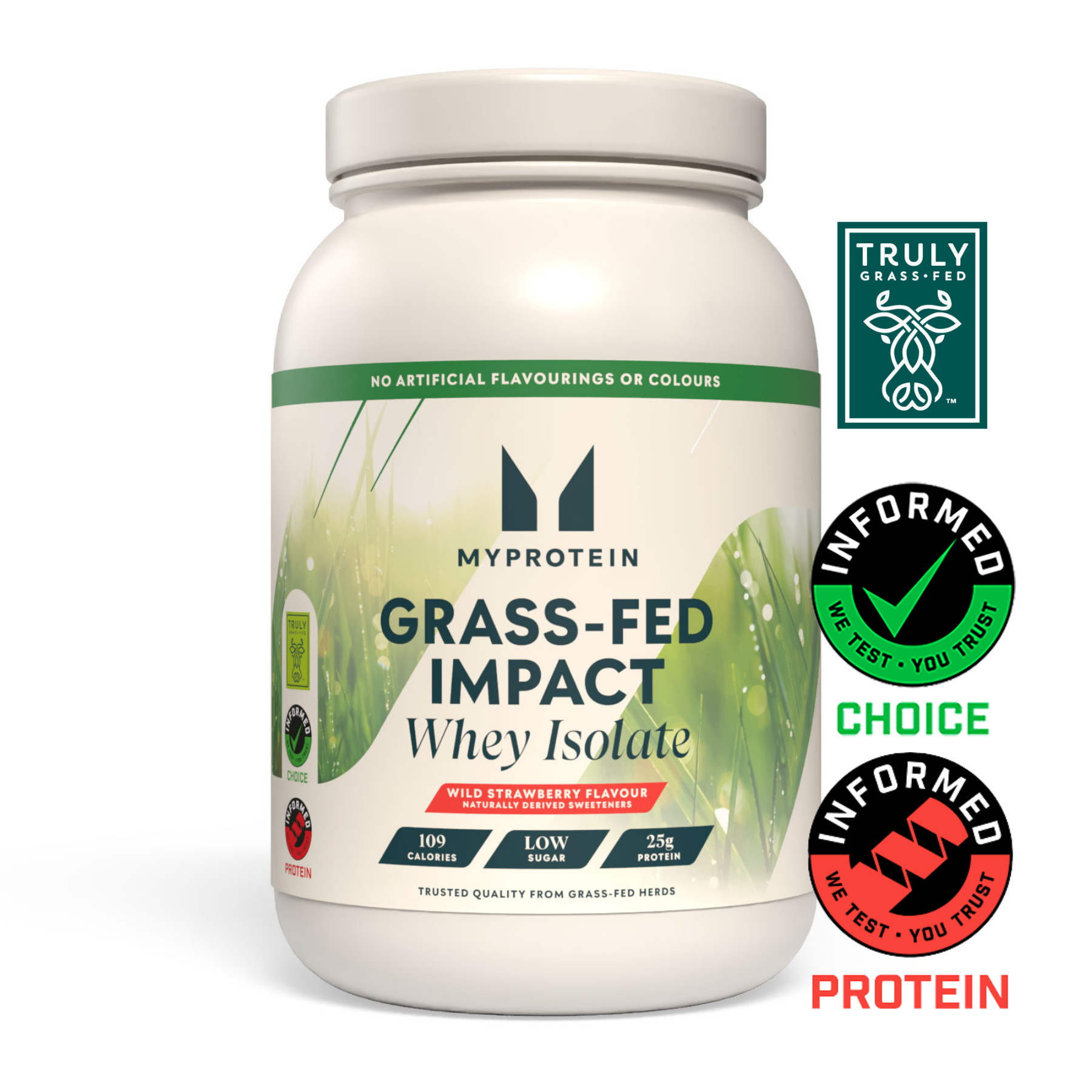 Myprotein Impact Whey Isolate, Grass Fed Wild Strawberry (naturally derived sweeteners), 1kg Slika 1