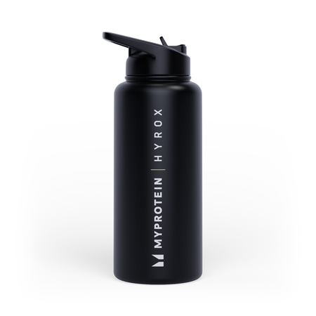 Myprotein Hyrox Reciklirana metalna boca sa slamkom 1L - Crna
