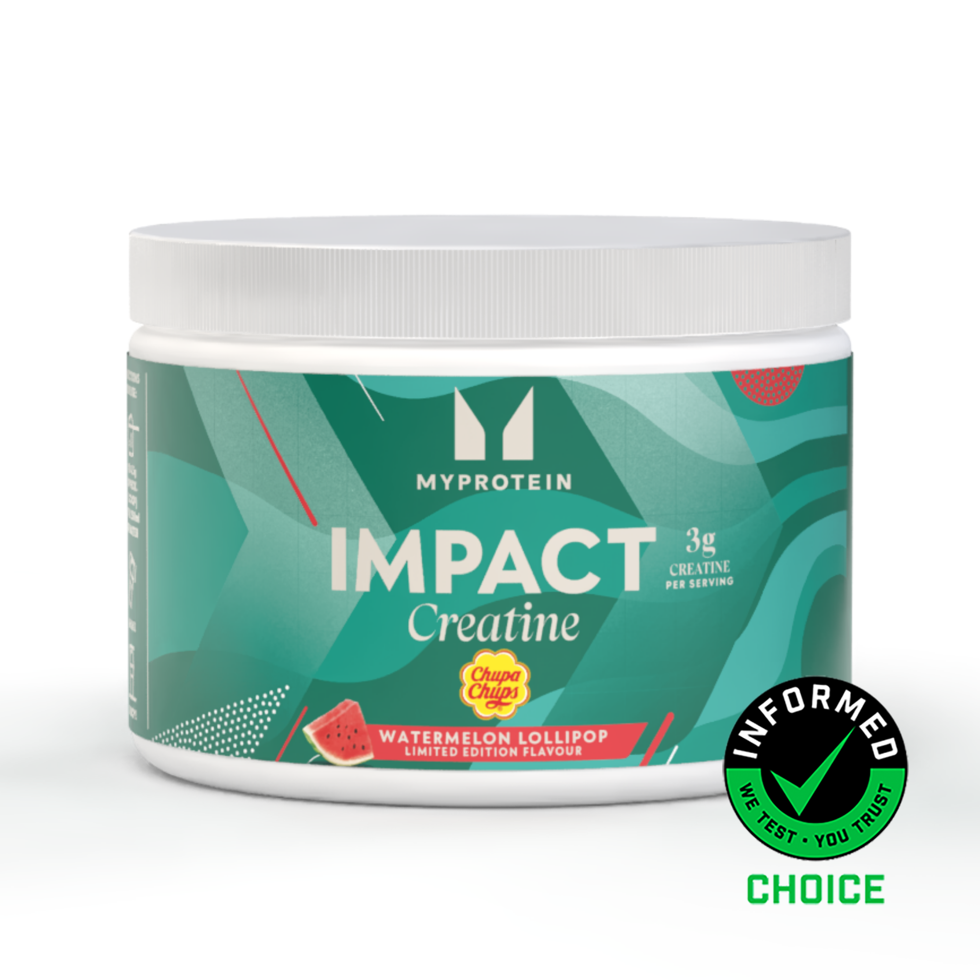 Impact Creatine - aroma lizalica Chupa Chups sa ukusom lubenice - 250g - 55servings - Chupa Chups - Watermelon Lollipop Slika 1