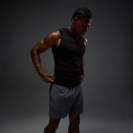 MP muška Hero Muscle Fit bezšavna majica bez rukava - isprana crna/hero crvena