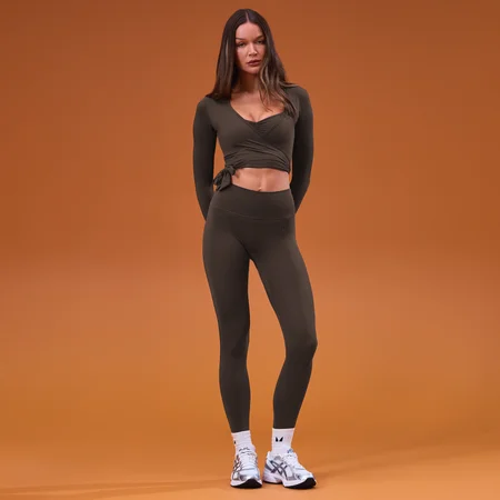 MP Ženski Tempo Wrap Top - Kakao