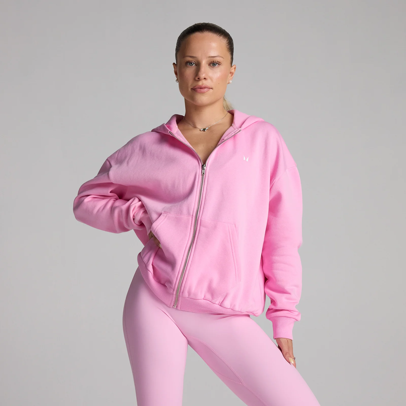 MP Ženski dukser sa kapuljačom i patentom Basics - Cosmo pink - M Slika 1