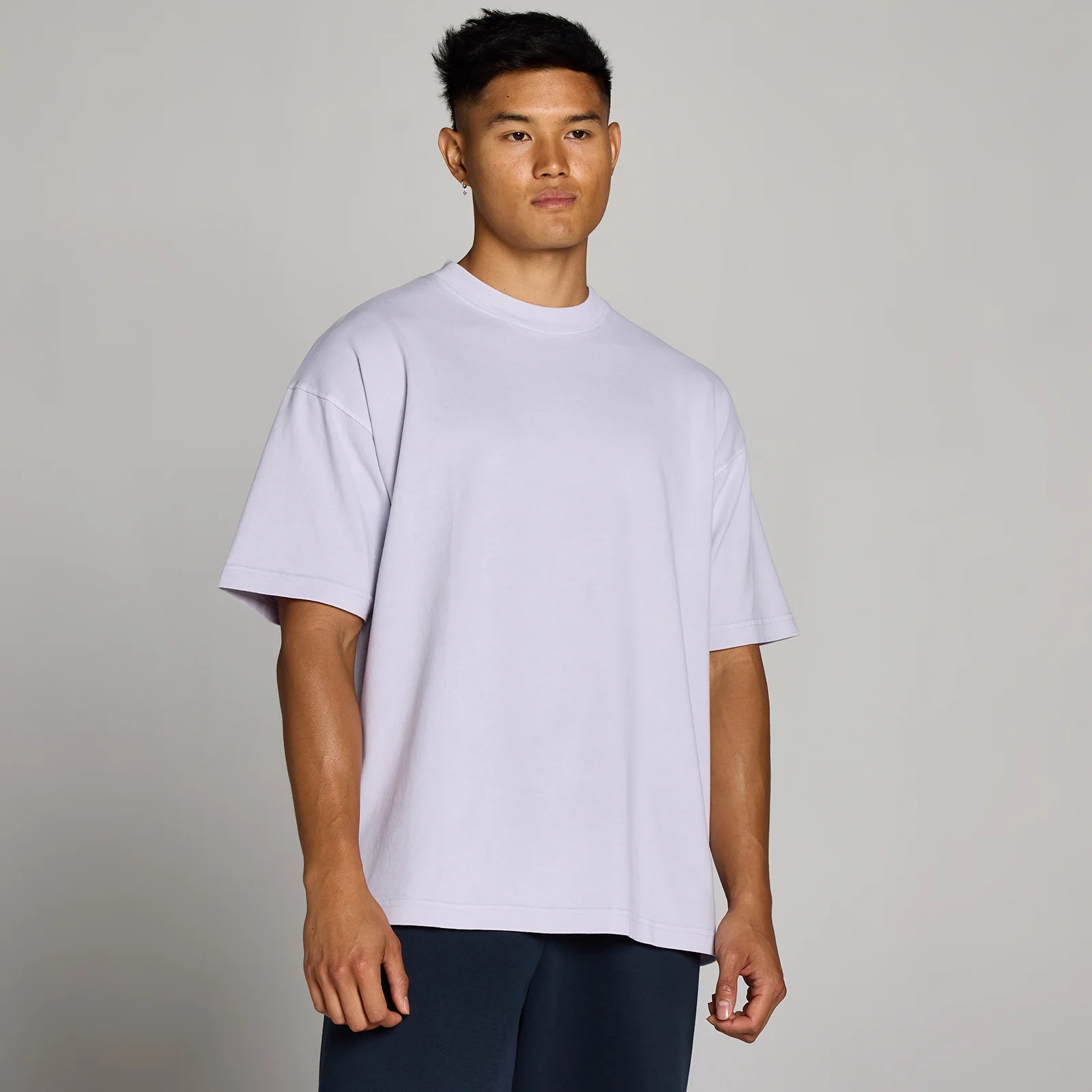 MP Muška Isprana Oversized Pamučna Majica - Lilac Grey - XS Slika 1