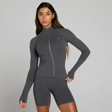 MP Women's Tempo Ultra Seamless jakna sa punim patentom - Robusno siva