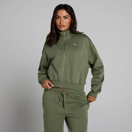 MP ženska Basics bomber jakna sa patentom - Isprana maslinasta