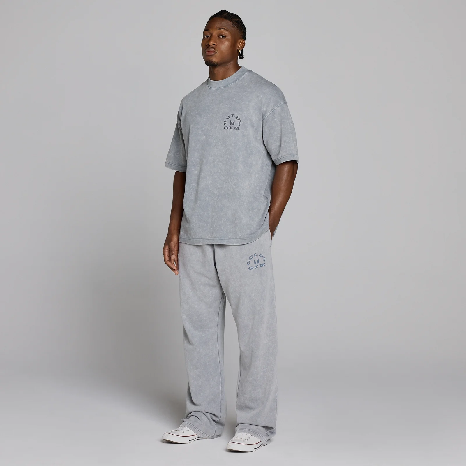 MP X Gold's Muška Washed Graphic Oversized Trenerke - Steel Blue - L Slika 5