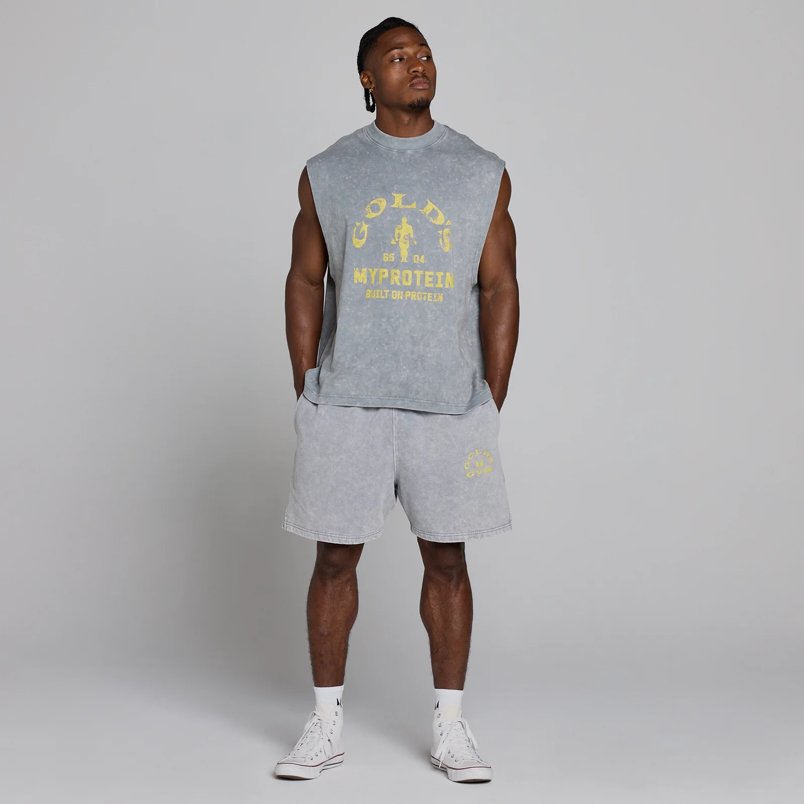 MP X Gold's Muška Washed Graphic Oversized Sweat Šorts - Steel Blue - XS Slika 5